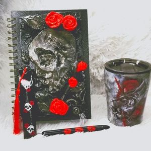 Skull and Rose's journal tumbler and pen